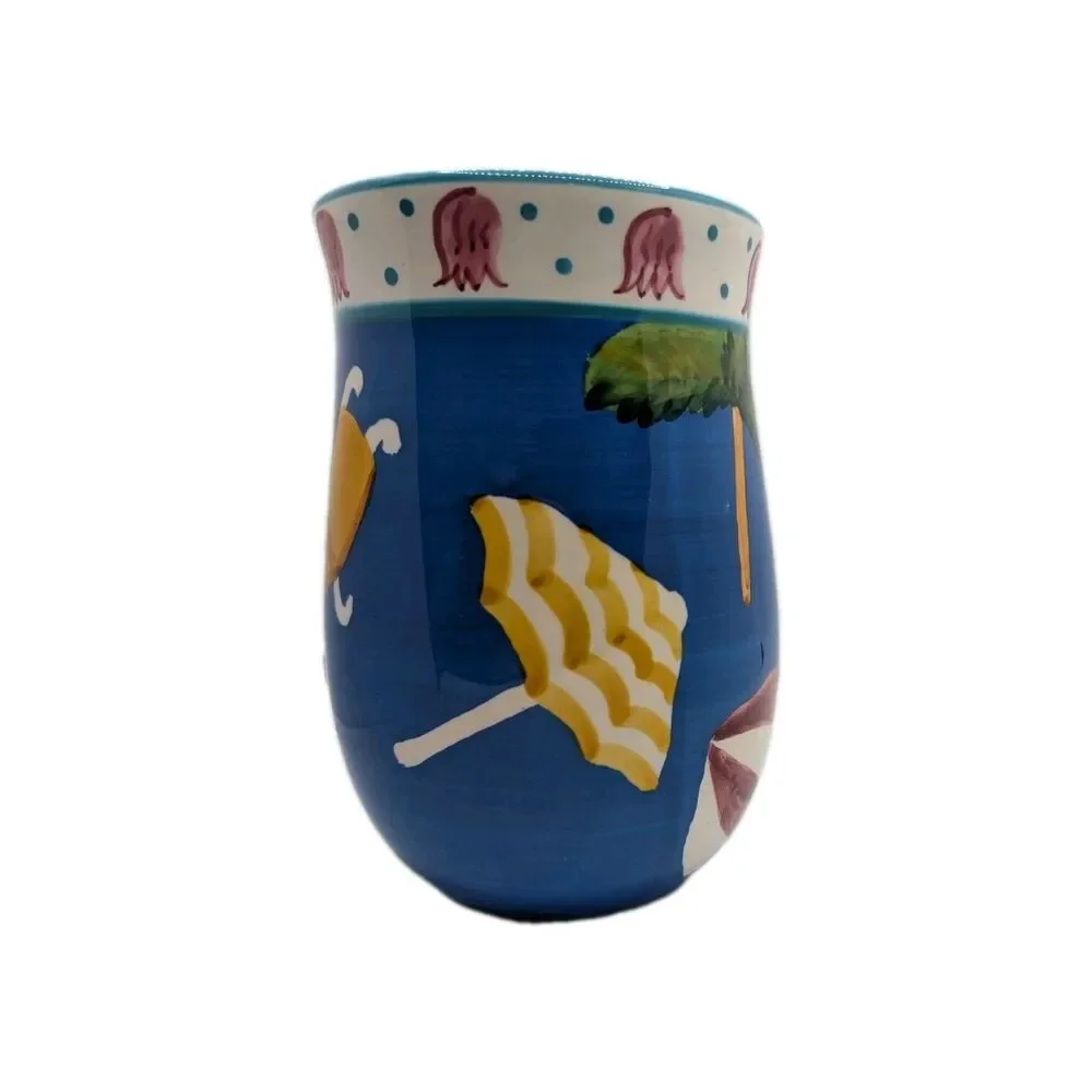 Saparna Ceramics Blue Seaside Ocean Beach Style Colorful Vase Coastal Cottage